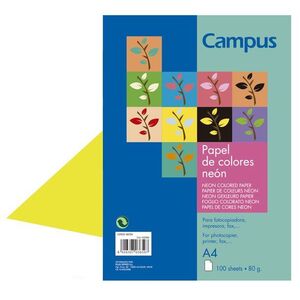 PAPEL A4 CAMPUS 80GR 100H AMARILLO NEON