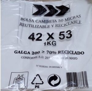 BOLSA CAMISETA 42X53 70% RECICLADO 1 KG